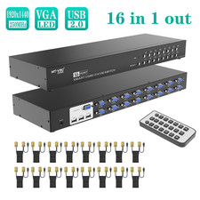 MT-VIKI 16 Port VGA KVM Switch Fit 1U 19''Rack Console Included 16 KVM Cables picture