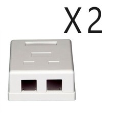 2 pcs pack lot - 2-Port Dual Keystone Jack Surface Mount Housing Box - White picture