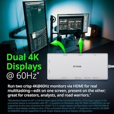 WHITE - D-LINK 10-IN-1 USB-C HUB, MAX 100W POWER DELIVERY, DUAL 4K HDMI PORTS, 2 picture
