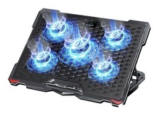 Aicheson Laptop Cooling Pad 5 Fans Up To 17.3in Laptop Blue Led Lights 2 Usb BN picture