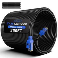 250FT Cat6 Outdoor Ethernet Cable 24AWG CCA Direct Burial UV Resistant picture