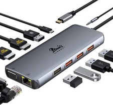 11 In 1 Usb C Docking Station Dual Monitor Dual 4k Hdmi 3 * 10gbps Usb 3.1 Pd Vg picture