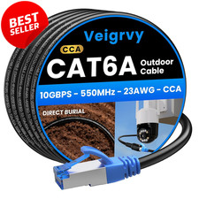 Cat6A Outdoor Ethernet Cable 300FT 10Gbps Direct Burial Waterproof UTP - US picture