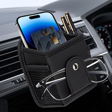 Car Vent Storage Organizer, Leather Vent Pouch Pocket, Multifunctional Vehicl... picture
