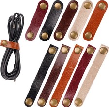 20 Pack Leather Cable Straps Cord Organizers Leather Cable Ties Cord Snap On Cab picture
