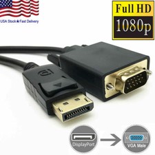 50 Pcs 6 Feet Gold Plated DisplayPort DP Male to VGA Male Cable Cord For Lenovo picture