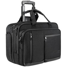 Stylish Black Rolling Laptop Bag, Overnight Travel Briefcase picture