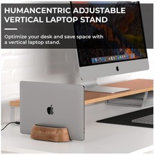 Space-Saving Vertical Laptop Dock, Wooden Stand for MacBook picture