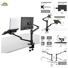 Viozon Monitor and Laptop Mount, 2-in-1 Adjustable Dual Arm Desk Mounts Single D picture