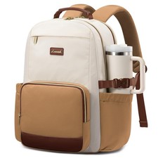 LOVEVOOK Laptop Backpack 15.6 Inch, Beige - Yellowish-brown - Chestnut Brown picture