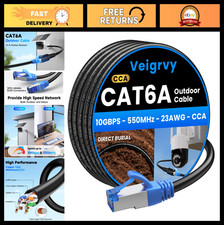 100ft Cat6A Outdoor Ethernet Cable - Waterproof, Direct Burial, POE Support, 550 picture