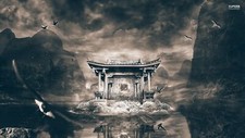 Landscape china mountains lake art asia Custom Gaming Mat Desk picture