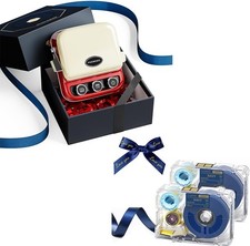 Phomemo P15 Ribbon Label Maker 2 Navy Satin Ribbons 1 White Tape Pack picture
