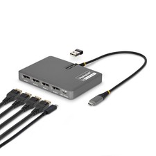 StarTech USB-C Quad DisplayPort Adapter 4-port Multi Monitor Display 140W PD 4K picture