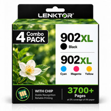 902XL Ink Cartridge 4PK BK/C/M/Y High Yield for OfficeJet 6950 6956 6958 6962 picture