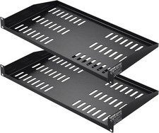 2PCS 1U Server Rack Shelf, Universal Vented Rack Mount Cantilever Tray for 19