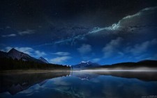 Landscape lake night mountains photo manipulation nature Custom Gaming Mat Desk picture