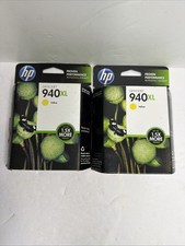 NEW Lot Of 2 HP 940XL Yellow Ink Cartridge C4909AN Genuine  OEM Ex 2014/15 picture