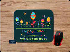 HAPPY EASTER PERSONALIZED NAME GREEN CUSTOM MOUSE PAD DESK MAT HOME SCHOOL WORK picture