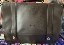 ￼Coach Brown Leather Briefcase for 15 in Laptop with Shoulder Strap and Handle picture