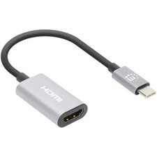 Manhattan 153973 USB HDMI 2.0 Adapters HDMI-A Socket, USB-C® Plug 0.11m Grig picture