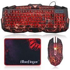 BlueFinger Backlit Gaming Keyboard and Mouse Combo,USB 11.8 x 9.8 inch, Red picture