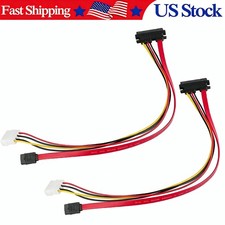 2Pack SATA 7+15 Pin Combo Cable HDD SSD Data & Power Adapter 4 Pin picture