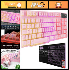 RGB Wired Gaming Keyboard - Pink Rainbow Backlit for PC, PS4, PS5, Xbox, Laptop picture