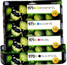 GENUINE 4-PACK HP 970XL & 971XL Color Ink OFFICEJET PRO X576 NEW 3 SEALED 1 OPEN picture