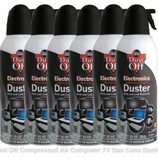 6pk Dust Off Compressed Air Computer TV Gas Cans Duster 10oz picture