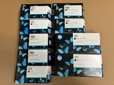 9 OEM HP 727 DesignJet T920 CMY, G, MBK, PK 130ml-300ml Ink Cart EXP: 2024-2026 picture