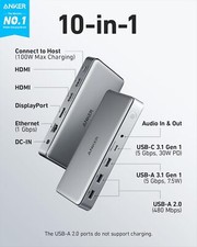 Anker 10-in-1 USB C Docking Station Displaylink with Dual HDMI and DisplayPort picture