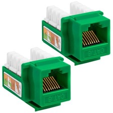 2 Pcs Cat6 RJ45 Network LAN Ethernet Keystone Jack 110 Punch Down Snap In Green picture