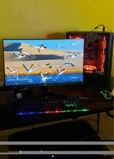 Gaming PC + mouse, keyboard, controller, and monitor picture