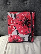 Thirty-One 31 Tri-Fold Organizer Tablet Case Red Bold Bloom Pockets Zip 8