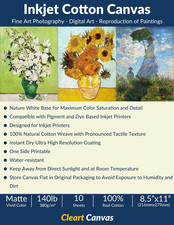 Printable Cotton Canvas Fabric Sheets for Inkjet Printer 8.5