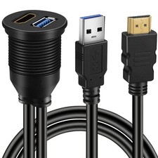 USB 3.0 & HDMI to HDMI + USB3.0 AUX Extension Dash Panel Waterproof Car Flush Mo picture