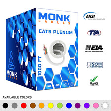Cat6 Plenum 1000ft CMP Internet Wire 23AWG 550MHz UTP Ethernet Cable White ✅ picture