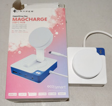 Hyper HyperDrive Flex MagCharge 5Port USB-C Hub with Phone Charger Blue OPEN BOX picture