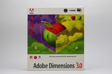 Adobe Dimensions 3.0 Macintosh Boxed Complete CD-ROM Manual Vintage Mac 3D picture