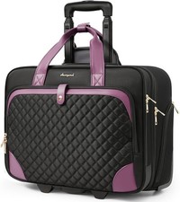 Rolling Laptop Bag, Rolling Briefcase for Women with Waterproof Pocket, 16 Inch picture
