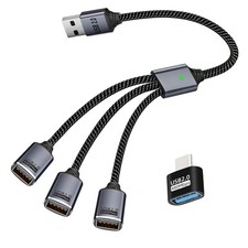 USB Splitter 1 in 3 Out, USB Splitter Cable, Double Dual Port Adapter for Cha... picture