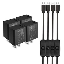 4 Pack 5V 3A Power Supply AC Adapter with Switch & 1.5m Micro USB Cable - Fast C picture
