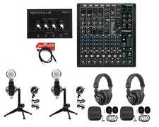 2-Person Podcast Podcasting Recording Kit w/Mackie ProFX10 v3 Mixer+Desk Stands picture