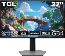 TCL 27G64 QHD QD-Mini LED Gaming Monitor, 27-Inch, 180Hz Refresh Rate, Black and picture