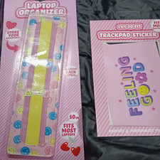 Feeling Kind Trackpad Sticker 10 in Universal Laptop Organizer Strip Smiley Pink picture