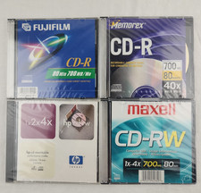 Lot 4 Sealed Blank CD-R & CD-RW Maxell Fujifilm Memorex 80m 700mb HP 74m 650mb picture