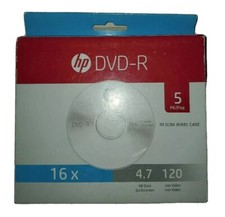 5pk HP DVD-R DISKS With Slim Cases 16X 4.7gb 120 Min. Video  picture