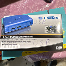 TRENDnet TK-207K 2-Port USB VGA KVM Switch Kit w/ 4ft Cables, Blue picture