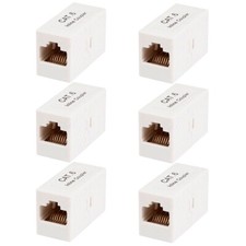6 Pcs CAT6 RJ45 Network LAN Ethernet Inline Coupler Cable Joiner Connector White picture